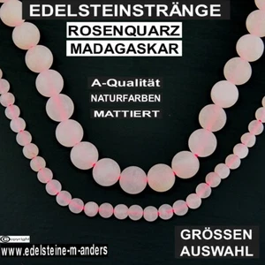 Edelstein Perlen Rosenquarz matt Kugeln Schmucksteine Strang Schmuckperlen 4-8mm - Bild 1 von 4