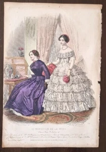 LE MONITEUR DE LA MODE: gravure originale en couleur (1855) N°416 - Imagen 1 de 1