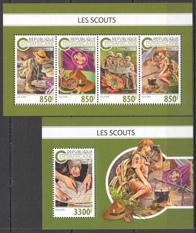 HM1043 2018 CENTRAL AFRICA SCOUTING BOY SCOUTS BUTTERFLIES #8270-3+BL1859 MNH Cover