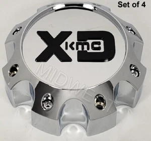 4 New 1079L170CH1-H63 Chrome 8 Lug XD 8x170 Wheel Rim Center Caps with Screws - Picture 1 of 6