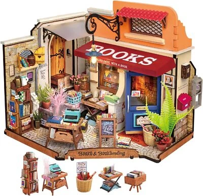 Rolife 1:20 Librería Hágalo Usted Mismo Mini Casa de Muñecas 3D Rompecabezas de Madera LED Adulto Regalo de Navidad Juguete Foto 1 de 4