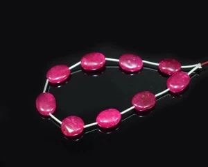AAA+ Natural Dyed Pink Ruby Smooth Oval Shape Gemstone Beads Size 11x12-10x14 MM - Picture 1 of 4