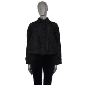56571 auth VALENTINO black PERSIAN LAMB FUR Cropped Jacket 42 M - Picture 1 of 4