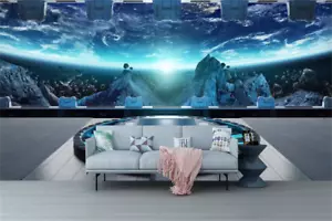 3D Spaceship Interior Backdrop Self-Adhesive Wallpaper Wall Murals Poster - Picture 1 of 5