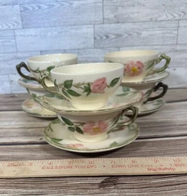 Juego de 6 tazas y platillos de té Franciscan Desert Rose vintage EE. UU. California Foto 1 de 4