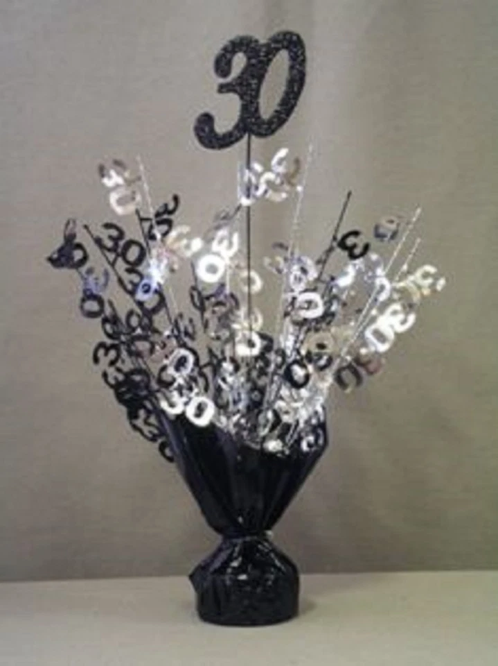 2 Pesas Globo Metálicas Negro y Plata 30 Aniversario o Cumpleaños 15" Alto Foto 1 de 1