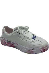 Skechers Cordova Classic Washble Lace Up Sneakers Painted Floral White - Picture 1 of 3