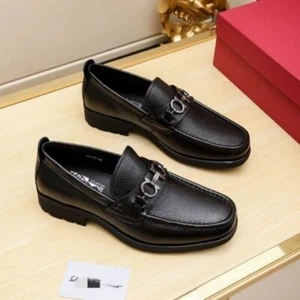 Luxury Brand Business Leather Dress Shoes Thick Soled Loafers in Black - Picture 1 of 13