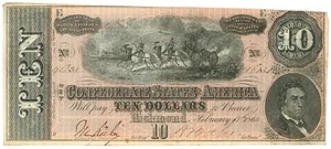 T-68 PF-44 CR-552 1864 Confederate States $10 CSA Note (L2405) - Picture 1 of 2