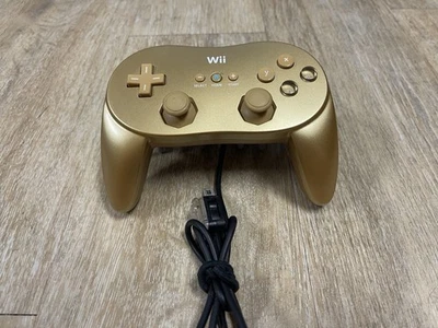 Controlador Nintendo OEM Wii / Wii U Classic Pro Dorado RVL-005-02 Probado Foto 1 de 3