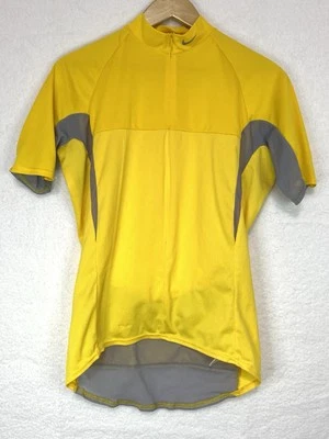 Nike Dri-Fit Yellow Grey 3/4 Zip Cycling Jersey Men’s Large Short Sleeve Pockets - Image 1 of 4