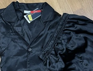 NEU Herren Roundtree & Yorke schwarz Satin seidig Pyjama Set Oberteil Unterteil Größe XL - Bild 1 von 5