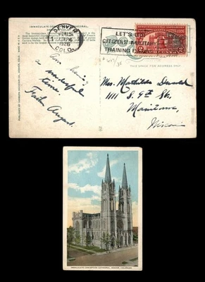 Mayfairstamps US 1926 Denver to Manitowoc WI Cathedral Postcard aau_66809 - Image 1 of 2