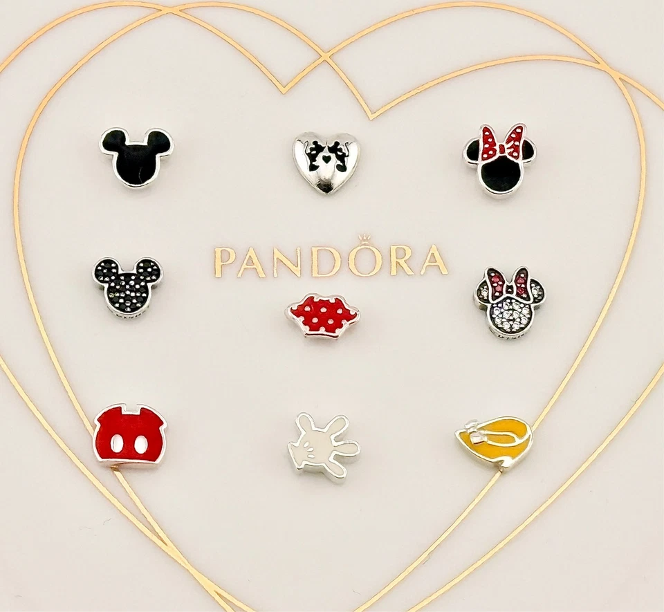 New Genuine Pandora x Disney Petite Floating Locket Mickey&Minnie Variety Charms - Image 1 of 1