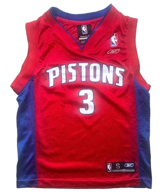 #3 Ben Wallace 底特律活塞队蓝色锐步青年 NBA 篮球球衣 S 码 — 第 1/4 张图片