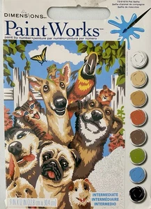 Dimensions Paint Works 2019 Paint By Number Kit 9x12" "Pet Selfie" Neu Open Box - Bild 1 von 5