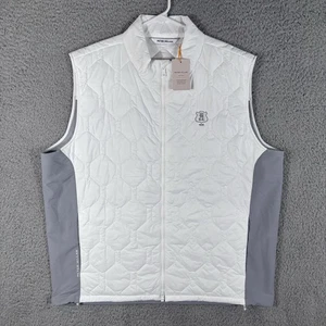 Peter Millar Vest Men XL Blitz Gilet Quilted White Gray Golf Casual NEW MS24EZ36 - Picture 1 of 8