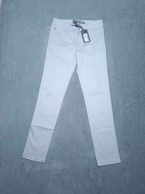 Slam Trousers Women's Cotton Zip And Button Sz 42 Light Grey - Immagine 1 di 4