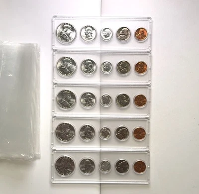 Lot of (5) - 1962 Uncirculated 5-Coin Sets 90% Silver - Franklin, Quarter, Dime - Image 1 of 4