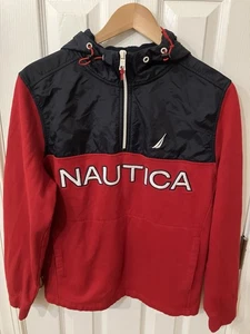 Pullover Nautica Vintage Unisex Con Capucha 1/4 Cremallera S. Bloque de Color - Imagen 1 de 3