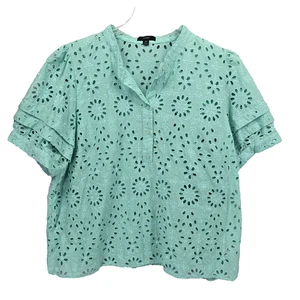 J. Crew Woman Tiered Sleeve Eyelet Embroidered Layered Sleeve Top 2X - Picture 1 of 10