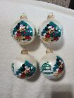 Set Of 4 Disney Mickey Vintage Glass Christmas Ornaments