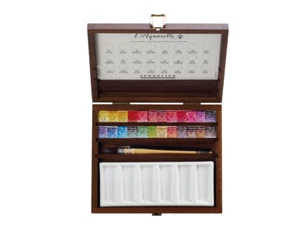Sennelier Mezza Padella Acquerello 24 Colori Scatola di Legno/Freeshipping - Foto 1 di 2