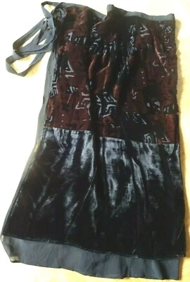 RAR: Wickelrock Gr.42 Samt schwarz braun Ausbrennertechnik gefüttert TOP Design  - Bild 1 von 4