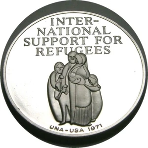 elf 1971 United Nations USA Intl Support for Refugees Official Silver Medal FM - Imagen 1 de 2