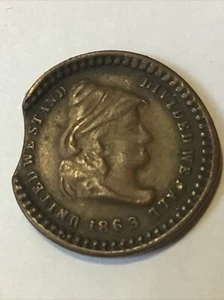 1863 CIVIL WAR TOKEN CLIPPED “RARE VARIATION “ RIGHT FACING PROFILE - Picture 1 of 3