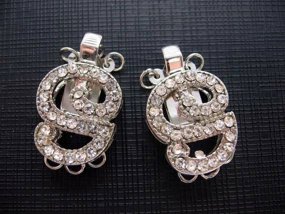 Beautiful 3-Strand Rhinestone S Shaped Clasp - Set of 2 - Image 1 of 3
