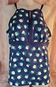 Top da nuoto tankini Draper James Land's End blu magnolia taglia 16 foro floreale - Foto 1 di 3