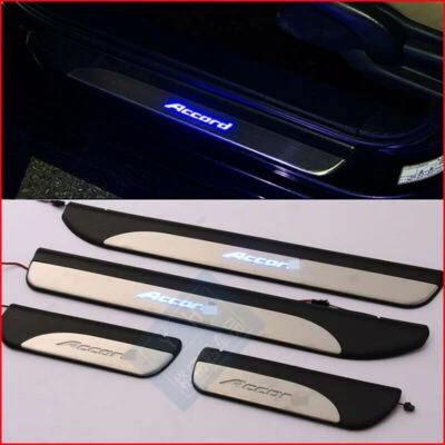 Protectores de placa de desgaste de umbral de puerta iluminados por LED aptos para Honda Accord 2014-2017 Foto 1 de 4