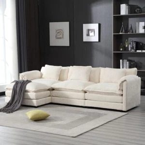 109.5" 5 Seater U Shaped Sectional Sofa with USB Charging & Cup Holder & Storage - Picture 1 of 40