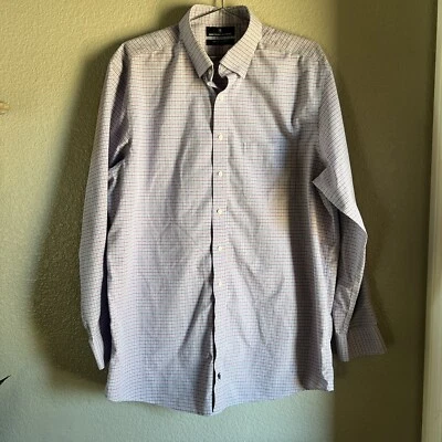 Camisa de vestir para hombre Hart Schaffner Marx abotonada rosa y azul a cuadros talla 17 35 Foto 1 de 4