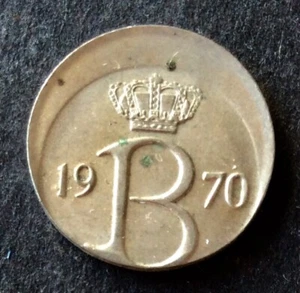 Belgique - Rare Monnaie de 25 Centimes 1970 FR - fautée - Décentrée - offstrike - Foto 1 di 2