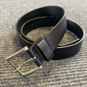 Goodfellow Belt Mens M Black Leather Silver Square Buckle - Picture 1 of 14