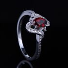 Sterling Silver 925 Diamonds Oval 6x4mm Garnet Antique Engagement Fashion Ring