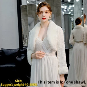Lady Faux Fur Bridal Wraps Cropped Shawl Bolero Shrug Wedding Evening Party - Picture 1 of 8