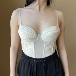 NWT Native Intimates Gray And White Lace Bustier Corset Size 34C - Picture 1 of 4