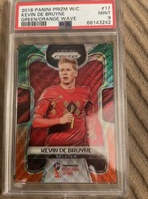 2018 Prizm World Cup # 17 Kevin De Bruyne Belgium Green Orange Wave PSA9 Low Pop