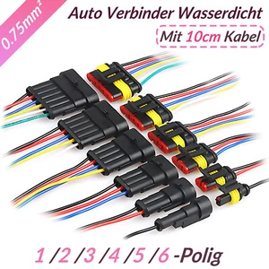 KFZ 1/2/3/4/5/6Polig mit Kabel Steckverbinder Auto Stecker Verbinder Wasserdicht - Picture 1 of 16