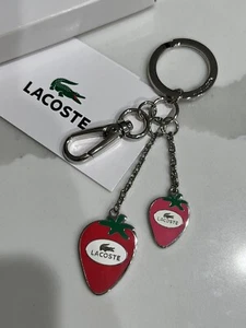 New Authentic LACOSTE Enamel Strawberry KeyChain Keyring FOB Charm Luggage Tag - Picture 1 of 11