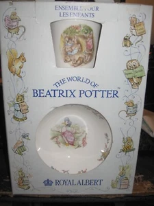 Royal Albert 1986 Beatrix Potter Children's 3 Piece Set - Plate, Bowl & Mug -New - Picture 1 of 7