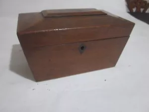 wooden storage box old brown retro with partition tray inside needs tlc lock not - Picture 1 of 22