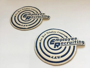 TWO VERY RARE 1950'S NEW YORK TELEPHONE EMPLOYEE RECRUITING STICKER/COASTERS - Picture 1 of 2