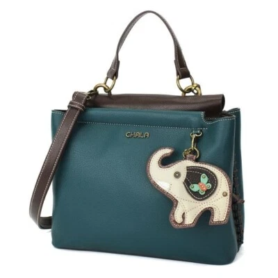 NEW Chala Satchel Crossbody Tote Turquoise Blue Pleather ELEPHANT Coin Purse - Image 1 of 4