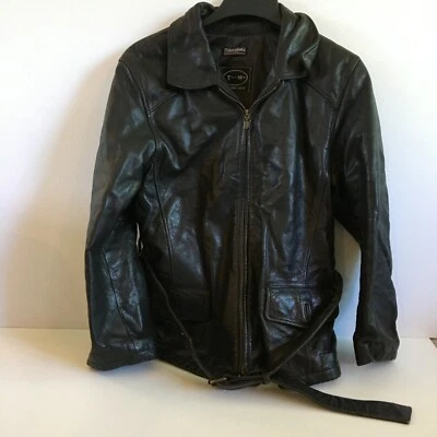 Womens Tannery West Leather Coat Jacket Belted Brown Size Large TW Thinsulate Br - Image 1 of 4