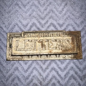 Antique Victorian Letters Mail Slot Cast Iron Embossed Raised Letters - Picture 1 of 12