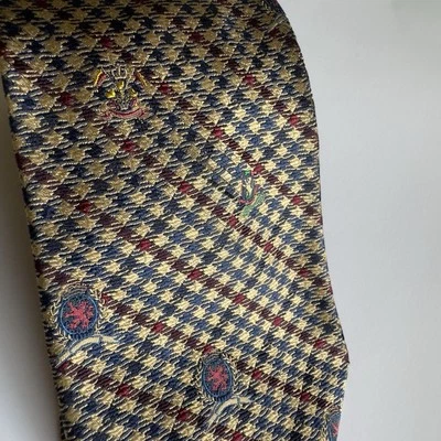 Corbata Tommy Hilfiger Lion Logo AOP Para Hombres Tejida Seda Preppy Azul Rojo Dorado EE. UU. Foto 1 de 4